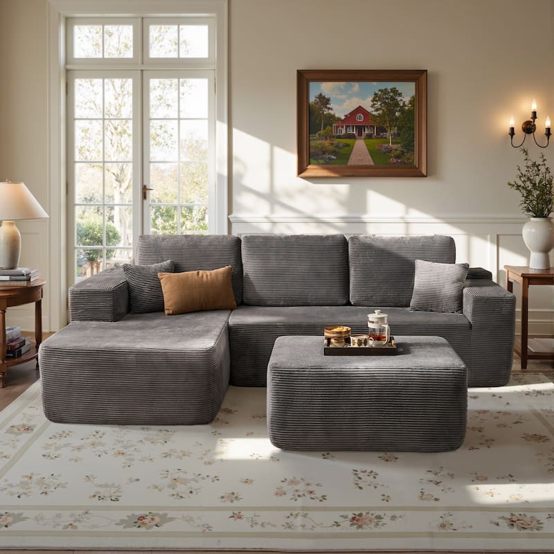 ​​OVIOS Lazy Chaise Lounge Sofa with Ottoman​