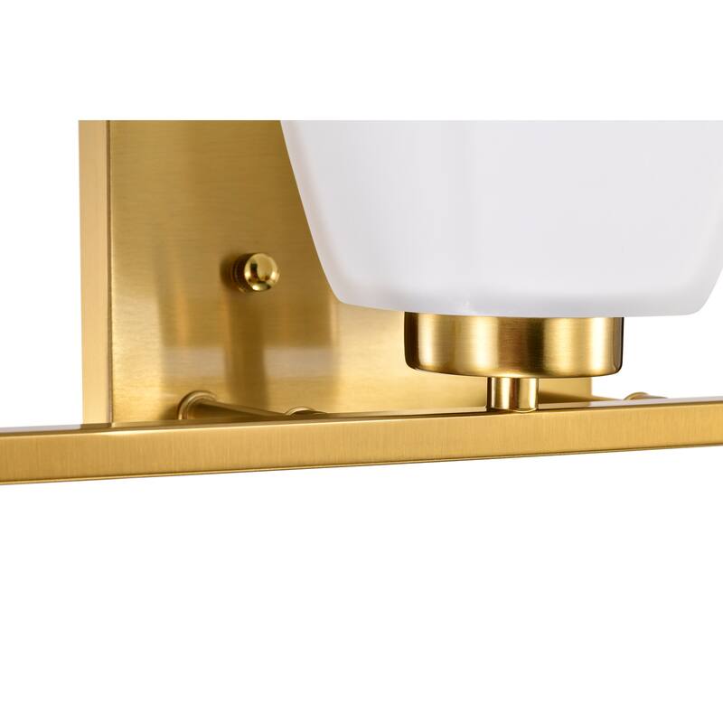 Brushed Nickel/Matte Black/Gold Modern 3-Light Vanity Light with Square Etched White Glass Shades