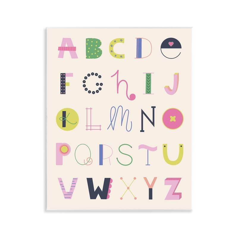 Stupell Eclectic Alphabet Letters Wall Plaque Art Design By Sazerelli Designs - 11 x 14