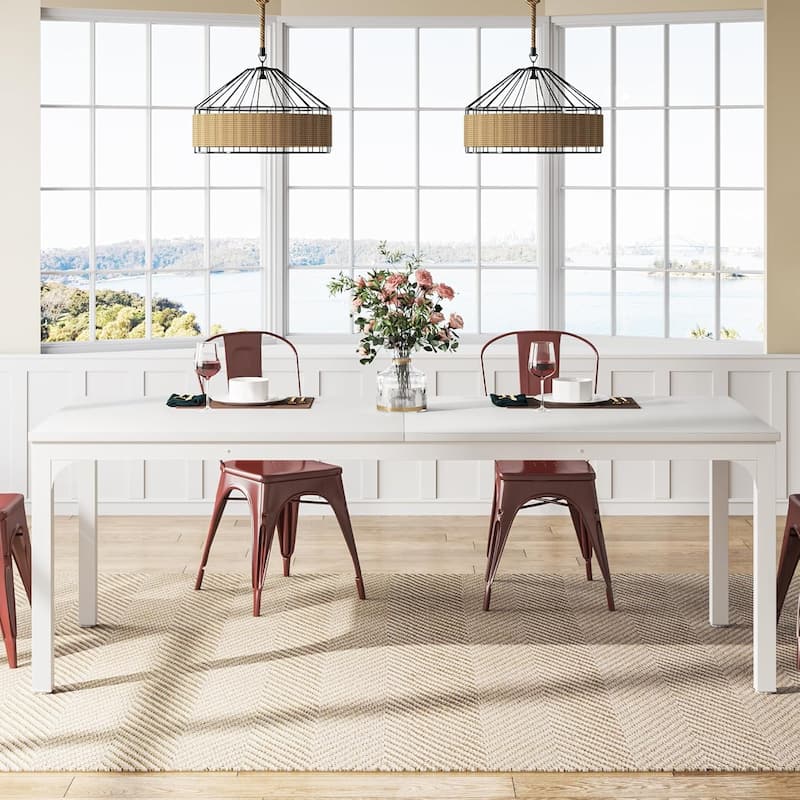 78.7" Rectangular Dining Table, Wood Kitchen Table for Home, Restaurant, Cafe, Office, Apartment, Bakery