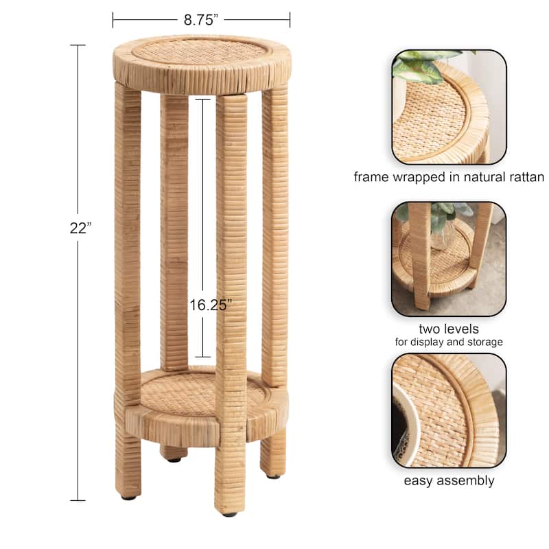 Kate and Laurel Rafina Rattan Drink Table - 9x9x22