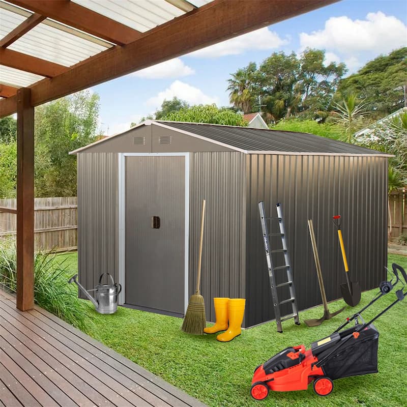 8 x 10 FT Outdoor Grey Metal Storage Shed