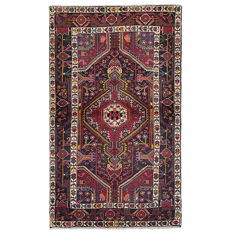 ECARPETGALLERY Hand-knotted Anatolian Vintage Black, Dark Red Wool Rug - 3'11 x 6'7