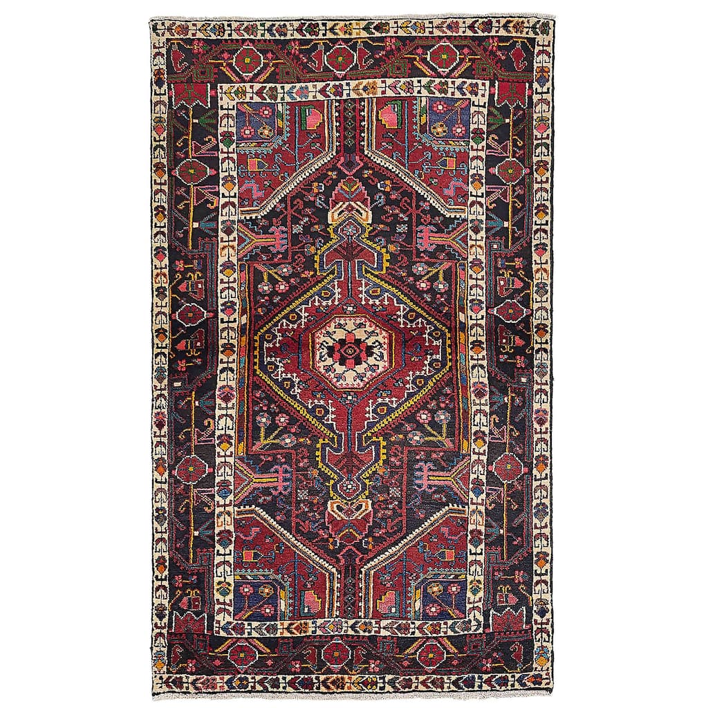 ECARPETGALLERY Hand-knotted Anatolian Vintage Black, Dark Red Wool Rug - 3'11 x 6'7