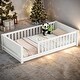 preview thumbnail 13 of 33, Floor Twin size Platform Bed with Built-in Book Storage Rack,Kids Bed Design White
