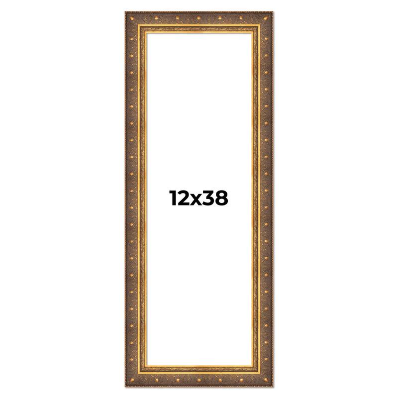 12x38 Frame Vintage Gold Solid Wood Picture Frame | 2.5 Inch Moulding