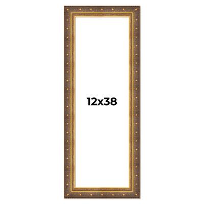 12x38 Frame Vintage Gold Solid Wood Picture Frame | 2.5 Inch Moulding