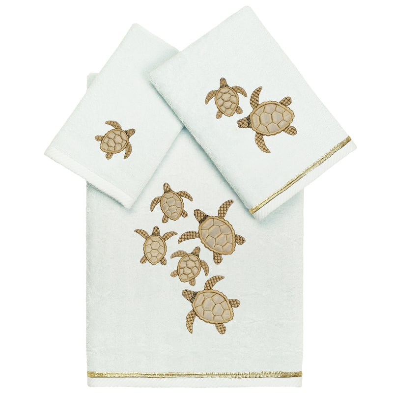 Authentic Hotel and Spa Turkish Cotton Tortuga 3PC Towel Set - Aqua