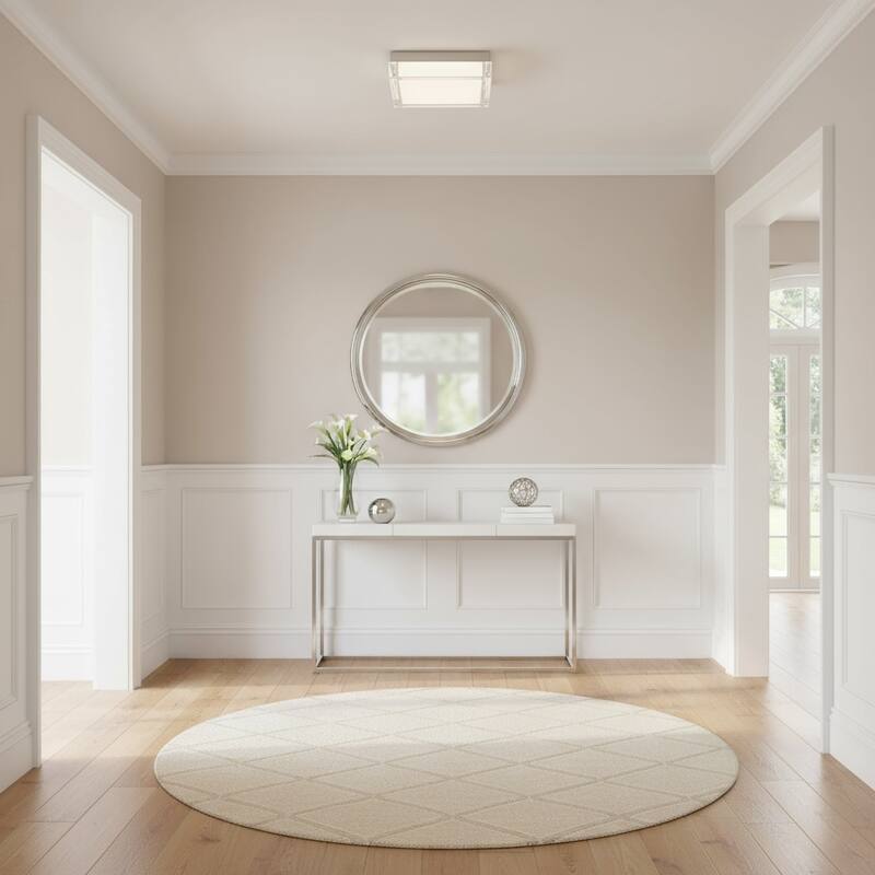 8 Inch Square LED Flush Mount Light Acrylic Diffuser 1500 Lumens Dimmable - Chrome