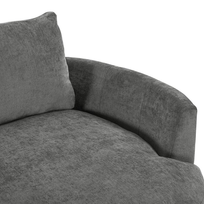 Curved Sectional Sofa, Chenille Fabric Sectional Couch with Chaise and 3 Throw Pillows