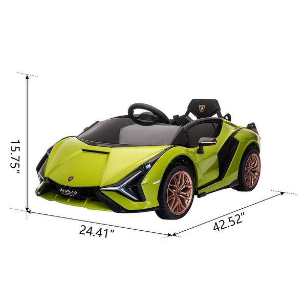 dimension image slide 0 of 2, 12V Ride-On Car for Kids, Shock-Absorbing Wheels, Remote Control, Loud Horn, and Scissor Doors