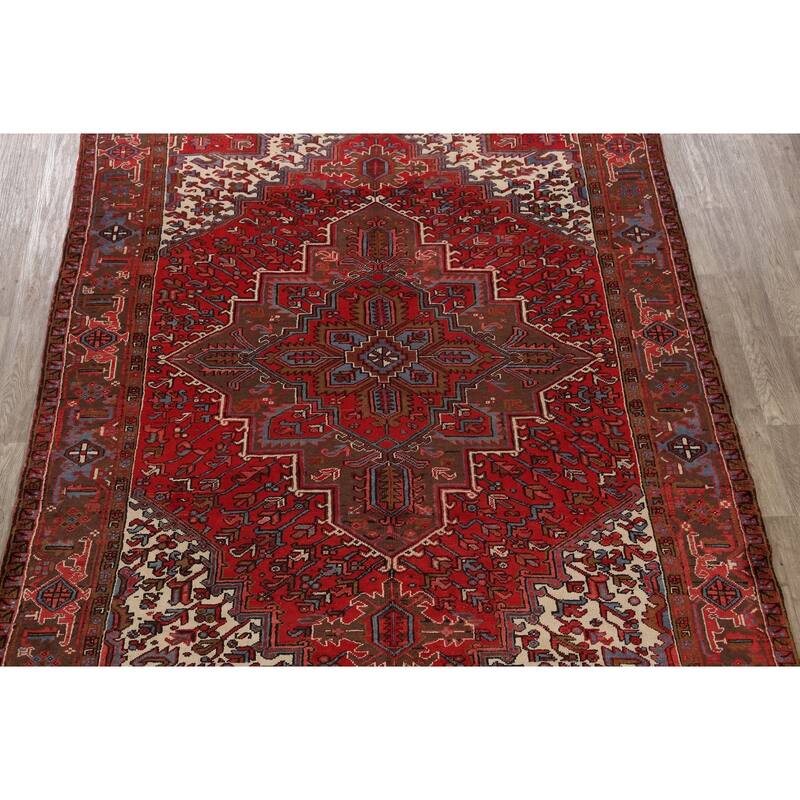 Geometric Heriz Persian Area Rug Wool Handmade Living Room Carpet - 7'8" x 10'8"