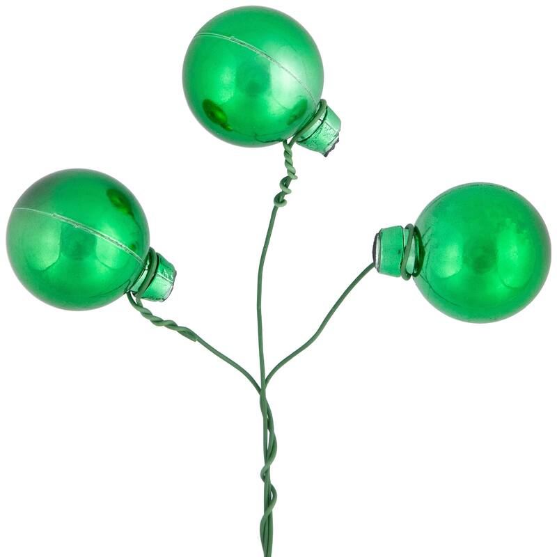 Shatterproof Ball Ornament Christmas Pick - 6.75" - Green