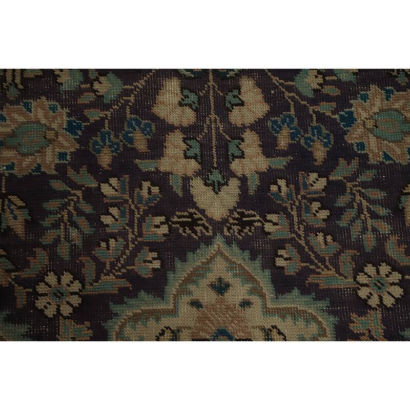 Hand Knotted Oriental 100% Wool Carpet Traditional Floral Purples Tabriz Area Rug - 11' 3'' X 8' 2''