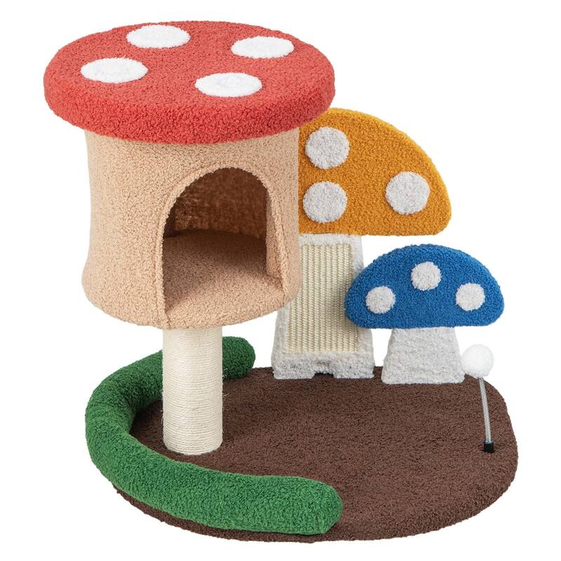 Costway 23.5 Inch Tall Mushroom Cat Activity Center with Scratching - See Details