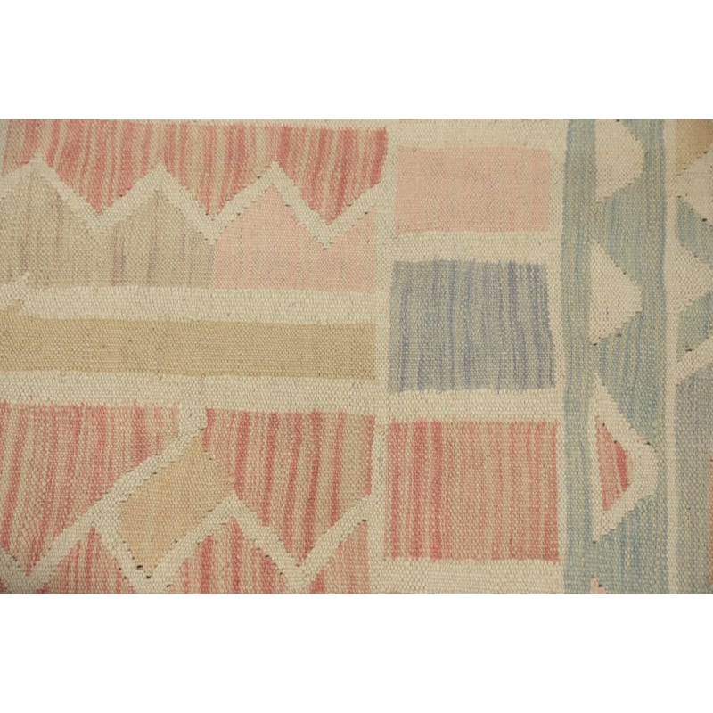 Hand Woven Oriental 100% Wool Carpet Southwestern Tribal Beige & Ivories Kilim Area Rug - 6' 5'' X 4' 10''