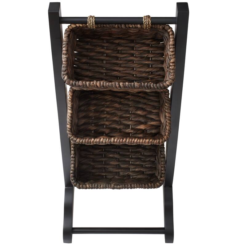 3Tier Floor Stand with Hyacinth Storage Basket Bins