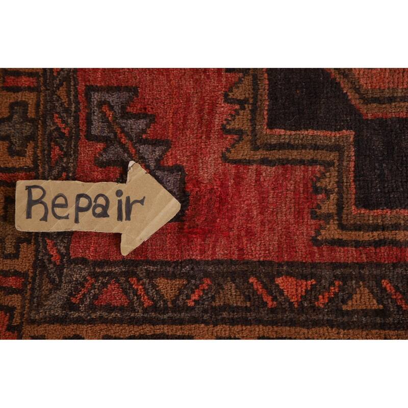 Hamedan Persian Vintage Runner Rug Handmade Wool Carpet - 3'8"x 9'5"