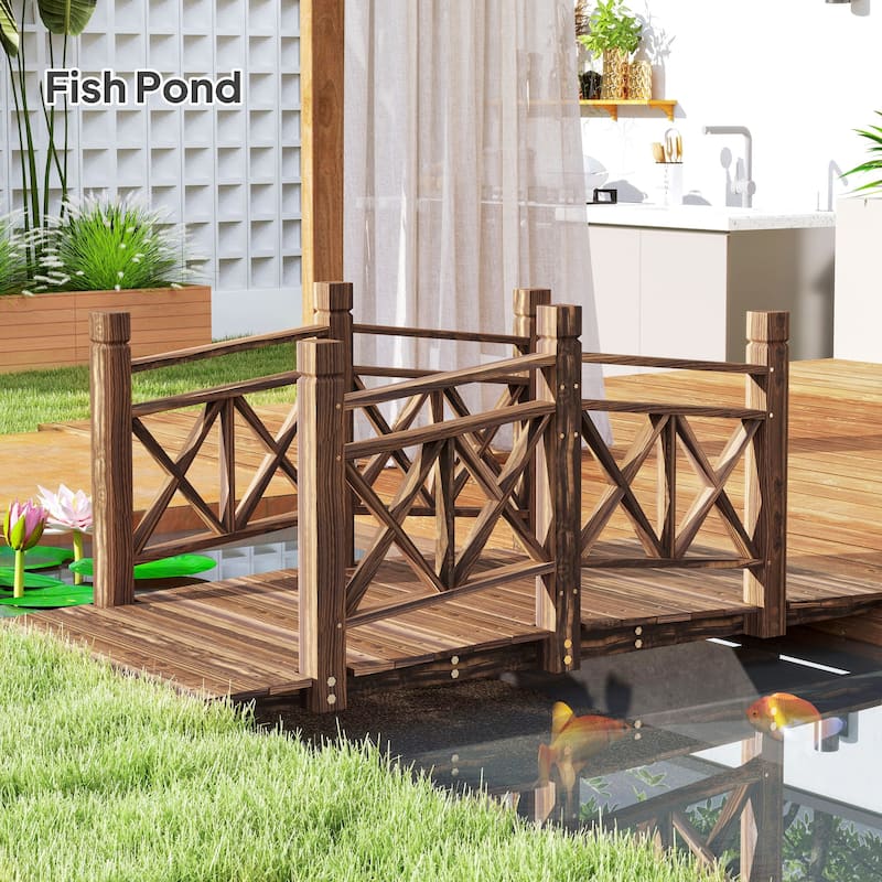 Garden Bridge Fir and Pine Outdoor Decorative Footbridge for Ponds Pathways and Landscaping