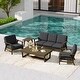 preview thumbnail 60 of 99, 5-Piece Teak Outdoor Conversation Set with Tables.