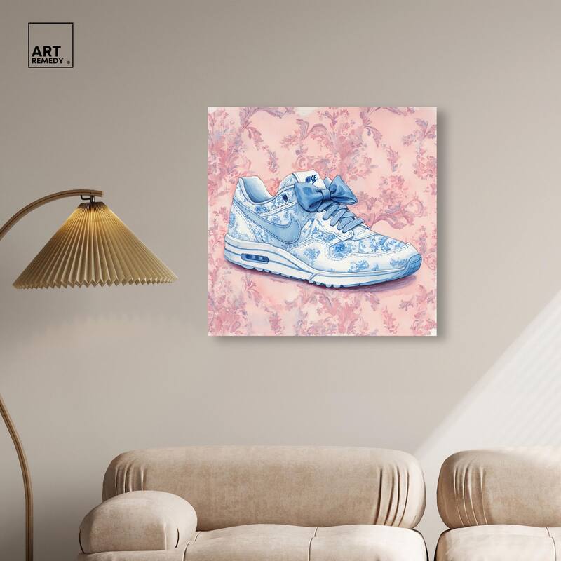 Blue Bow Sneaker II Canvas by Art Remedy, Gallery Wrapped