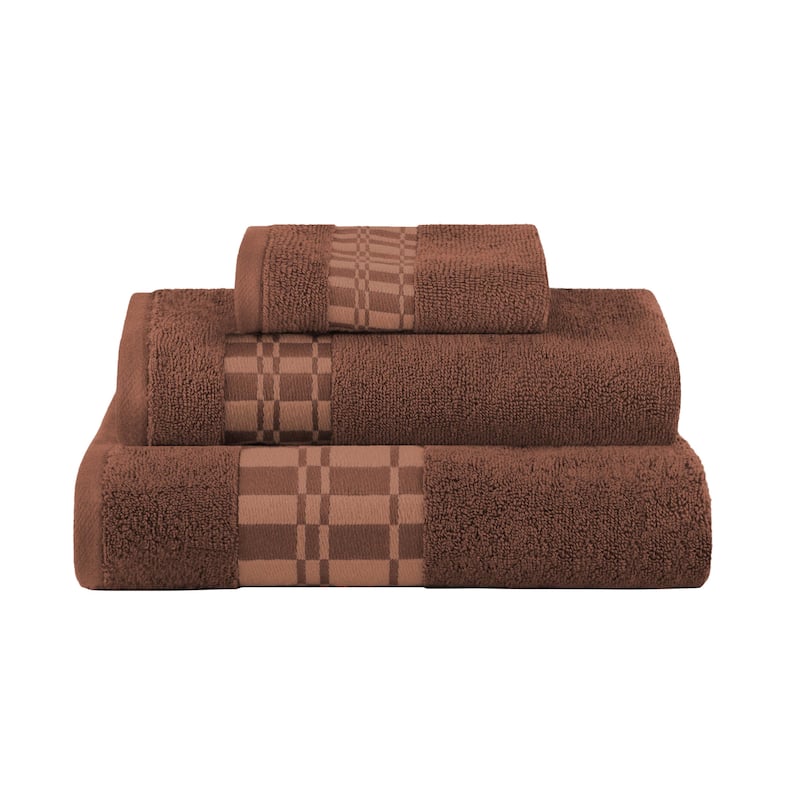 Superior Larissa Cotton Embroidered Geometric Border 3-Piece Towel Set