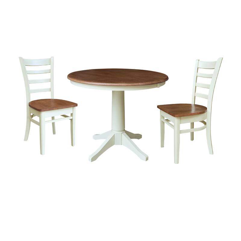 36" Round Extension Dining Table With Emily Chairs