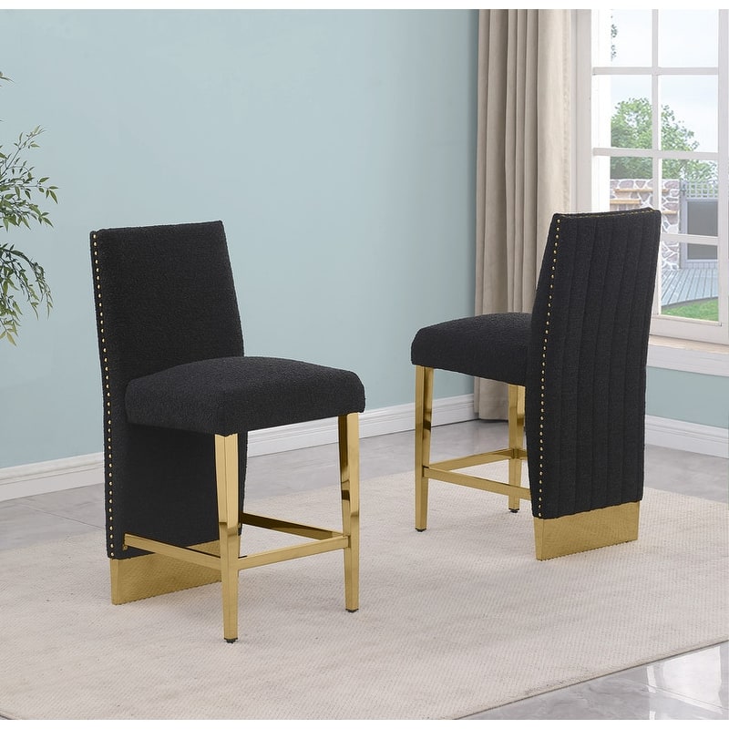 Best Quality Furniture Pleated Chrome Nailhead Trim Chair - N/A