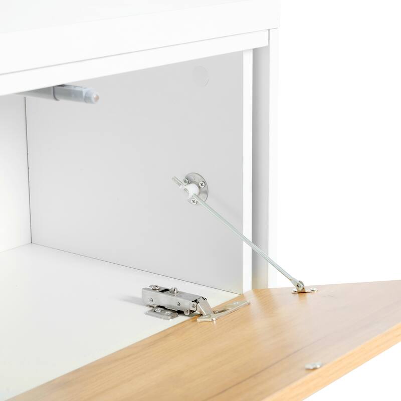 Extendable TV Stand with 3 Tier Bookshelves and Sliding Tabletop