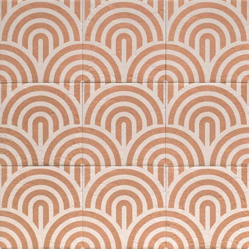 Verity Waves 8x8 Matte Porcelain Encaustic Tile - Floor, Wall, Backsplash