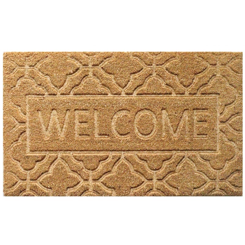 Gardenised Heavy Duty Coco Coir Doormat Non Slip PVC Baking Embossed Welcome Design Natural Coconut Fiber Floor Mat 18x30" - Cozy Welcome