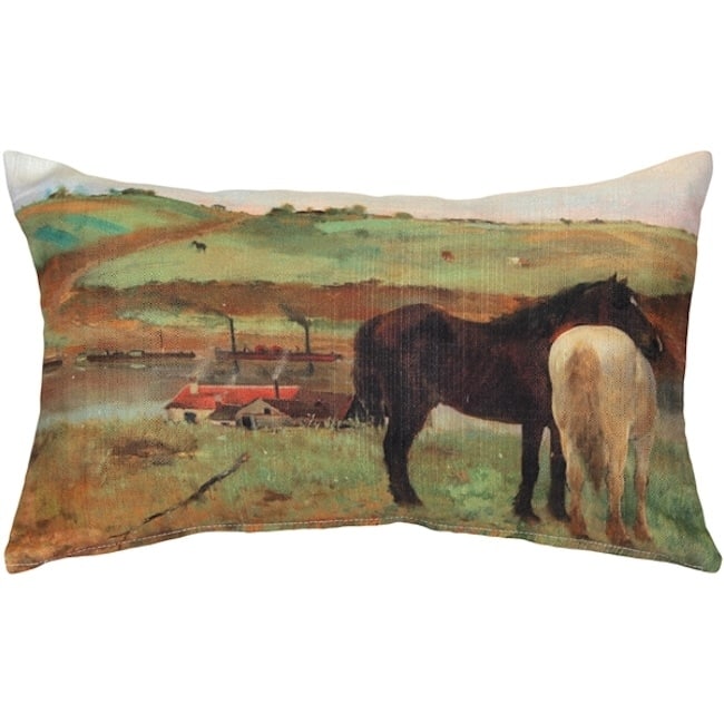 Edgar Degas Horses in a Meadow 12x20 Throw Pillow with Polyfill Insert