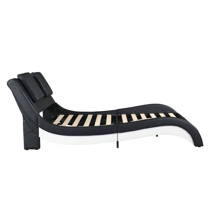 Faux Leather Upholstered Platform Bed Frame with Led Lighting,No Box Spring Needed,Queen