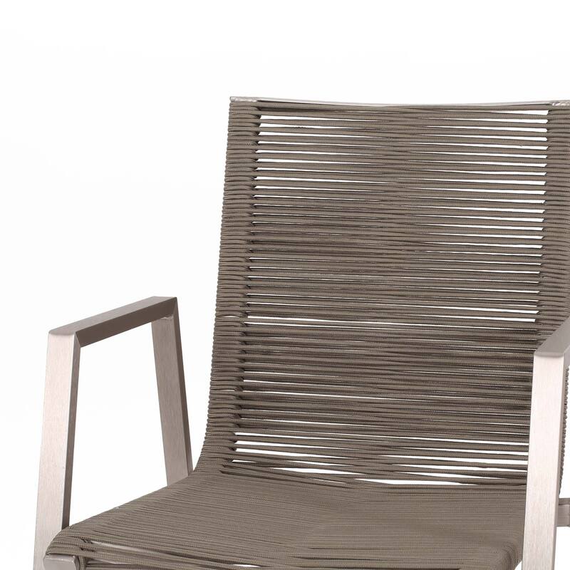Outdoor Modern Aluminum Dining Chair with Rope Seat (Set of 2)