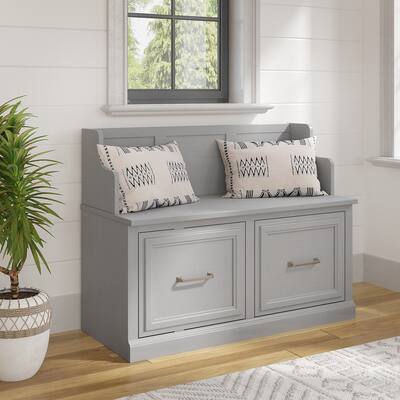 Woodland 40W Entryway Bench with Doors by Bush Furniture