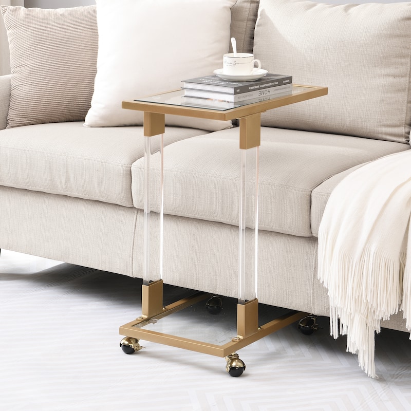 Chrome Glass Side Table Acrylic End Table