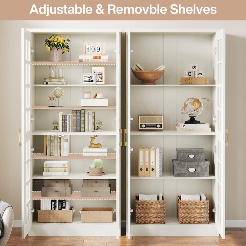 71" Tall Modern Storage Cabinet with Doors and Adjustable Shelves