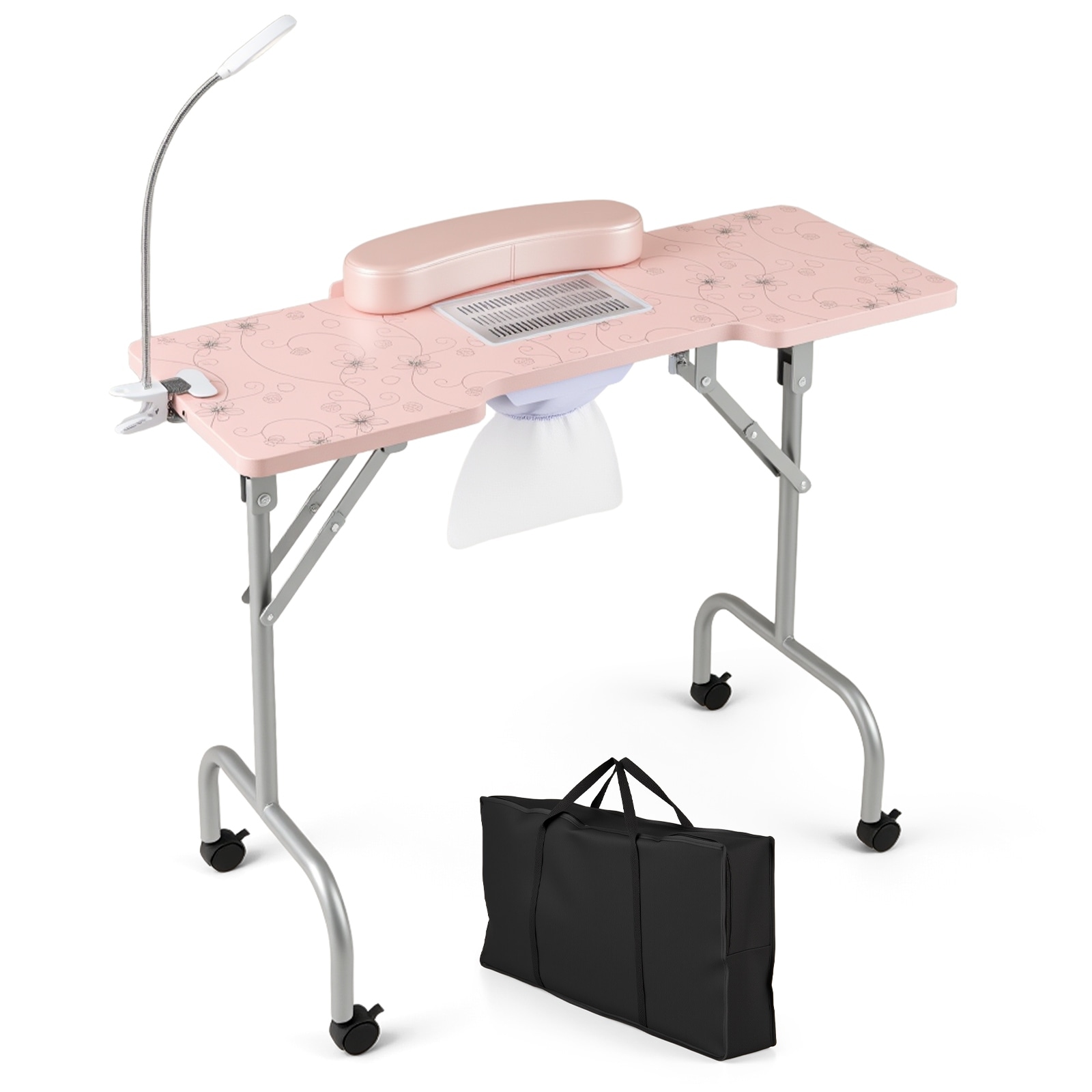Costway Folding Manicure Nail Table with Electric Dust Collector LED - See Details