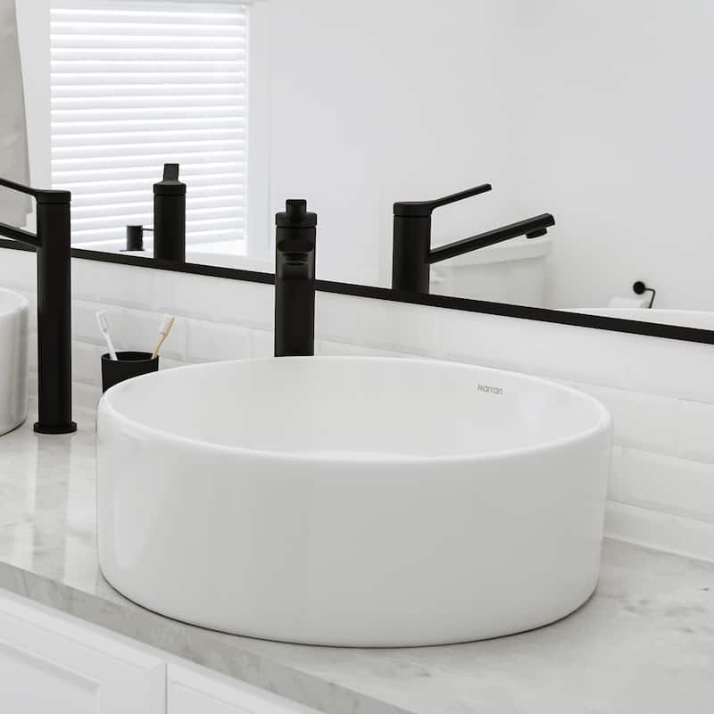 Karran Valera 18" Vitreous China Vessel Bathroom Sink in White