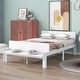 preview thumbnail 2 of 6, White Full Size Wood Platform Bed w/ Footboard Bench Upholstered Bed Frame
