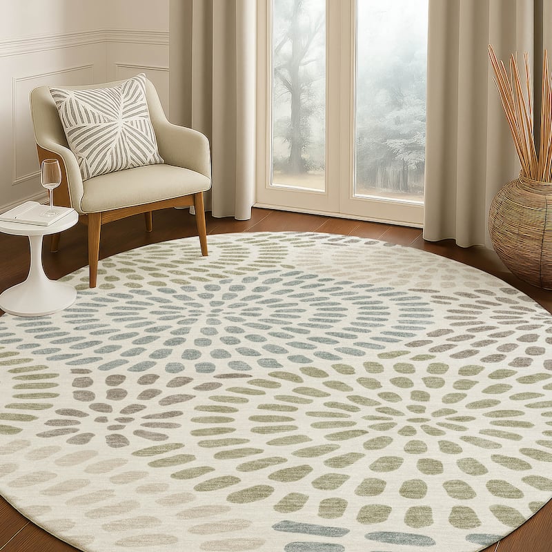 Machine Washable Indoor/ Outdoor Casual Ric Chantille Rug