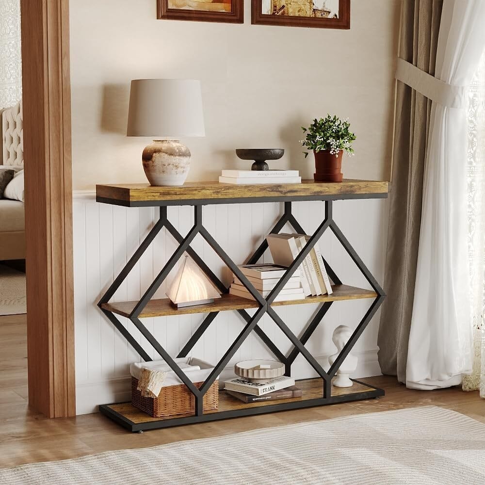 3-Tier Console Table, Entryway Table with Storage Shelf