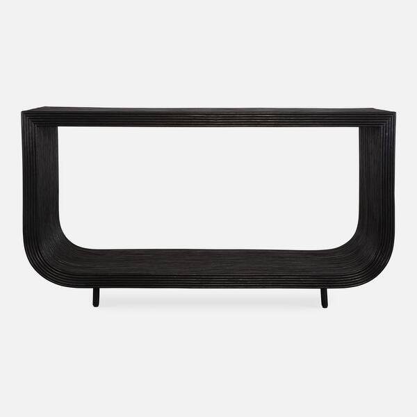 slide 2 of 5, Solid Rattan Console Table - 57.5" - Black