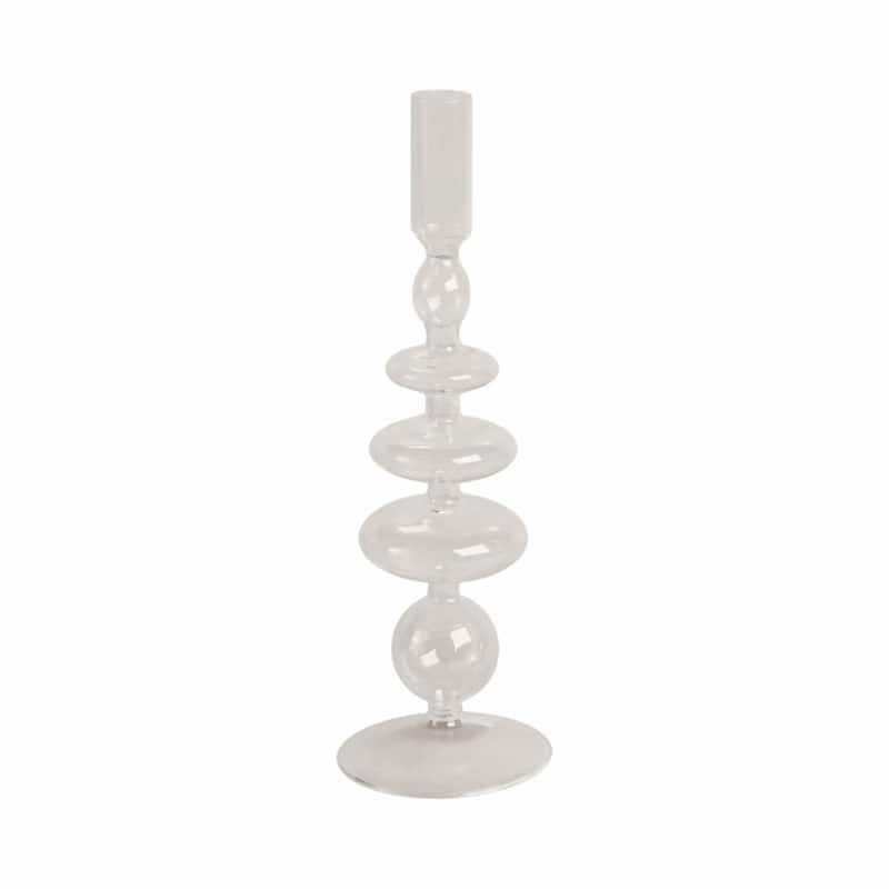 Modern Bubble Glass Candle Holder with Rounded Accent Base