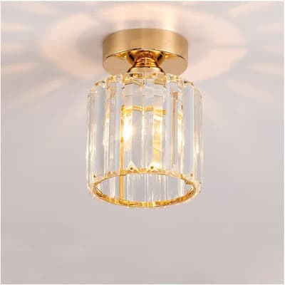 Semi Flush Mount Ceiling Light - Crystal Chandelier Modern Ceiling Light Fixture Hallway Light Fixtures Ceiling - Gold - 7.48