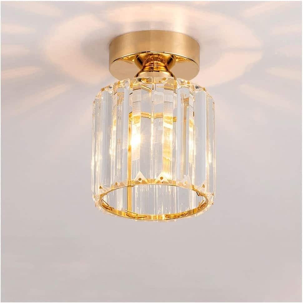 Semi Flush Mount Ceiling Light - Crystal Chandelier Modern Ceiling Light Fixture Hallway Light Fixtures Ceiling - Gold - 7.48
