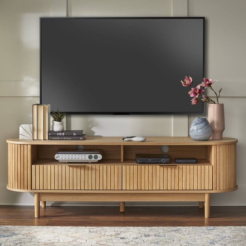 Lifestorey Kendrick Fluted TV Console - Light Oak