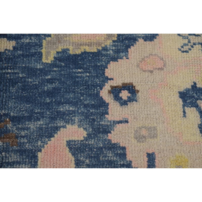 Hand Knotted Oriental 100% Wool Carpet Transitional All-Over Navy Blue & Blues Oushak Area Rug - 11' 2'' X 8' 11''
