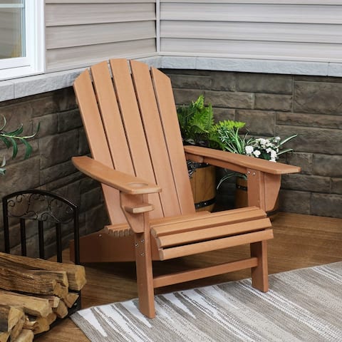 Sunnydaze All-Weather Outdoor Adirondack Chair with Drink Holder