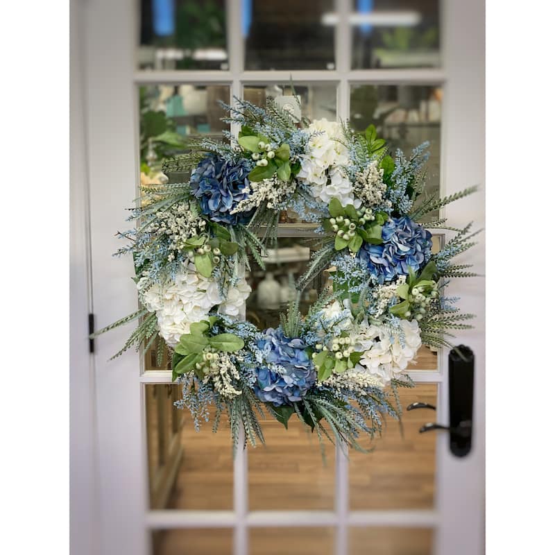 28" Hydrangea, Heather and Berry Wreath
